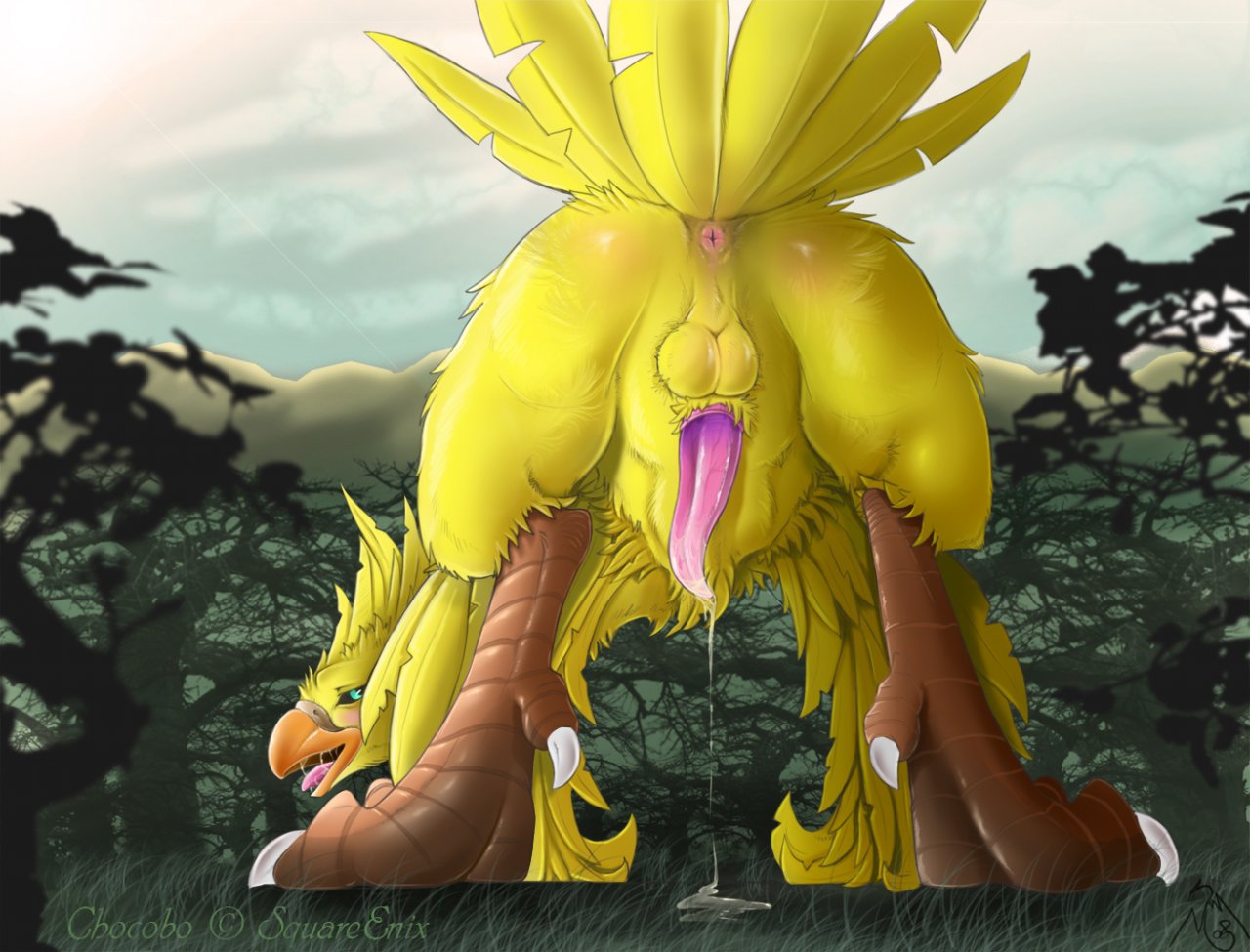 Furry’s Final Fantasy: Chocobo’s Beak Blushes as He Presents His Clawed Saliva for Your Cumdrip, Boy!