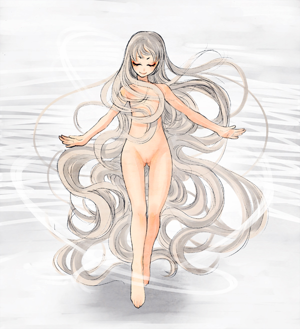 Silver Hair Siren: Long-Haired Nudity in the Garden