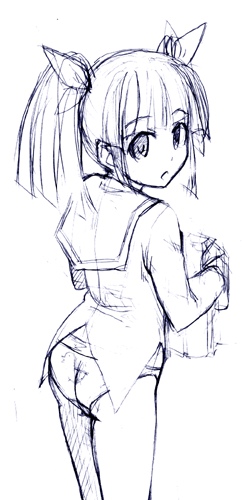 Sayaka’s Pulling Hair Bangs, Suzuki Sayaka – Hentai Monochrome Sketch Image!