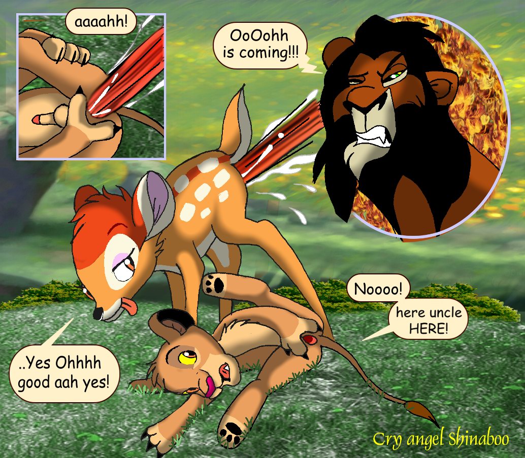 YOUNG BAMBI’S AGE DIFFERENCE CRY WITH SIMBA: FURRY CROSSOVER PENIS SCAR ONLY CUB DEER ANTHRO FELINE LION MALE YOAI FURRY DISNEY SHINABOO.