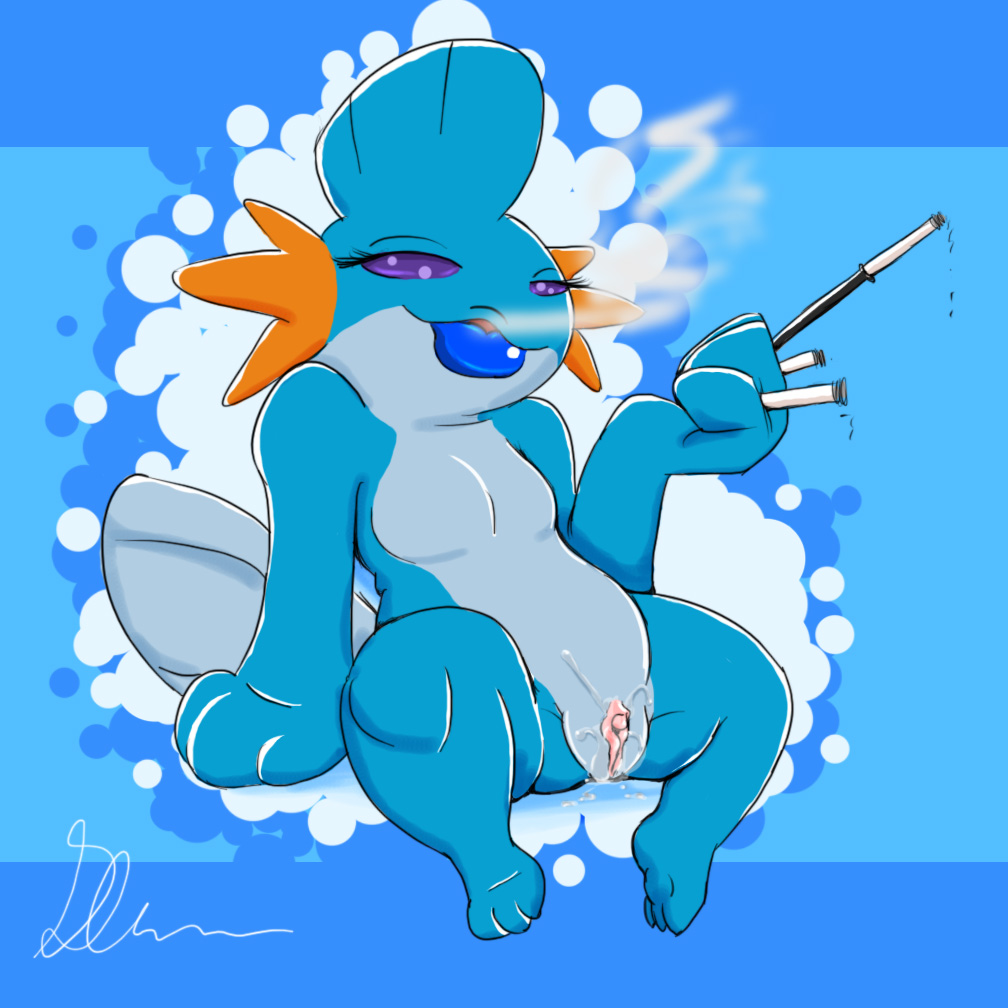 Purple-Eyed LilGlennDoggy Smokes a Cigarette in MudKip’s Pussy.