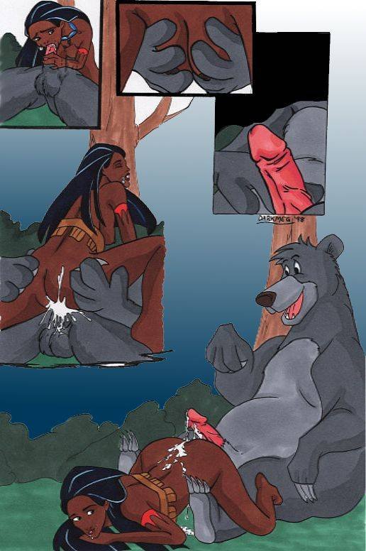 Tribal Temptation: Pocahontas’s Dark Desires Fulfilled by Baloo, The Jungle Book’s Wild Bear.