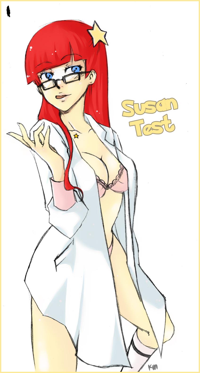 Blue Eyes and Bra Take Over Cartoon Network’s Susan Test in Red Hair Glasses