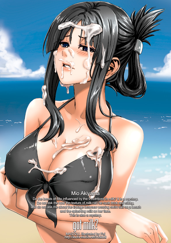 Blue Eyed Hentai Maiden Cums on Bikini Breasts in the Ocean Sky