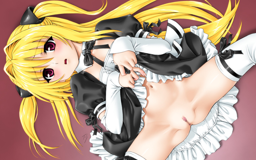 Long-legged Red-eyed Angel’s Thigh-Highs: Shinobu’s Blush-inducing Love-Ru Wallpaper