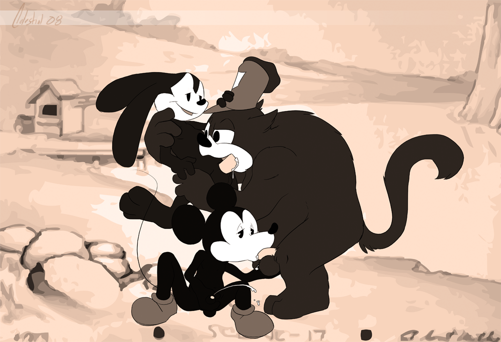 Furry Feline Pleasure – Mickey’s Round Ears on Oswald’s Cock