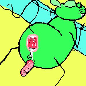 Green Furry Mouse’s Spread Legs Stretched Anal Delight.