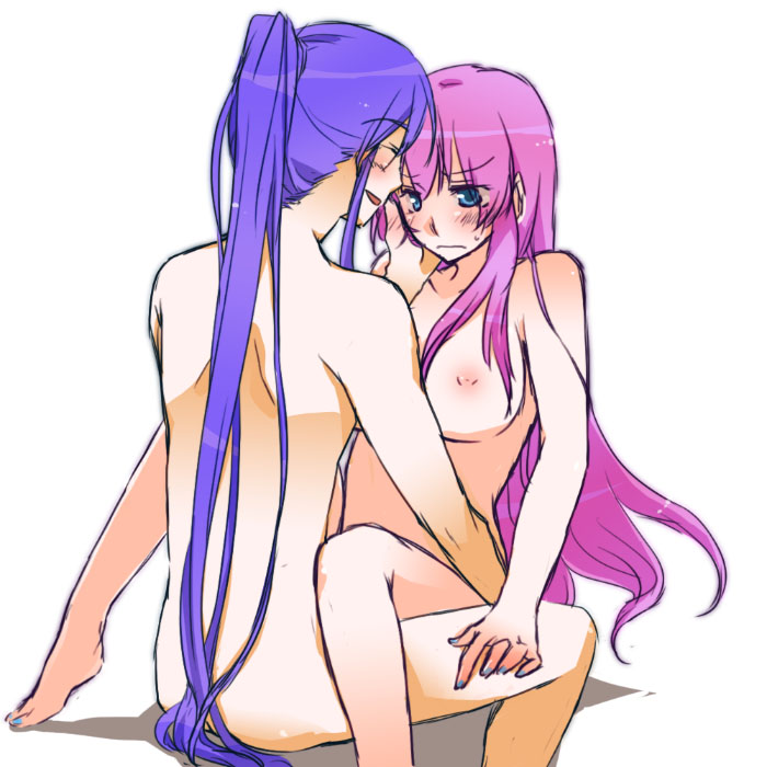 Blushing Blue Eyes: Megurine Luka’s Sexy Straddle with Umina and Sekihara