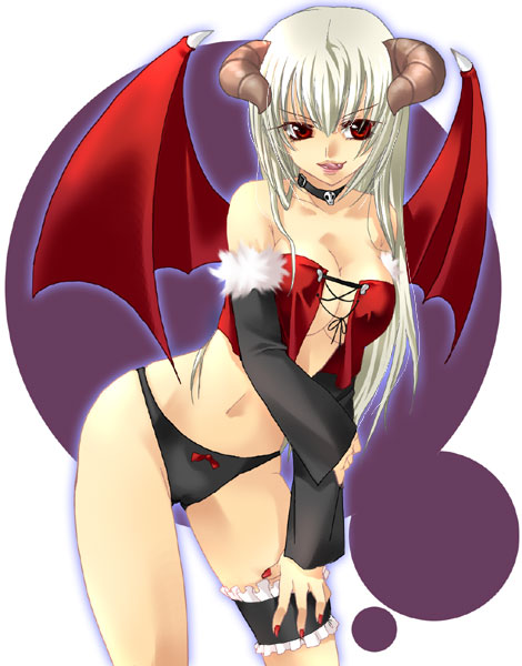 Bat Wings and Horns: A Naughty Succubus’ Tongue Out