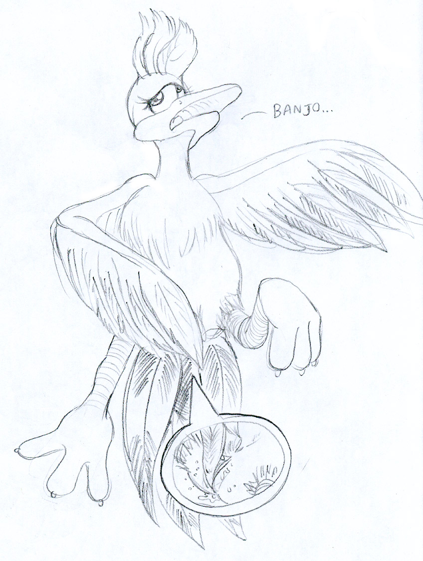 Banjo-Kazooie’s Breegull: A Solo Hentai Adventure in Greyscale and Monochrome.