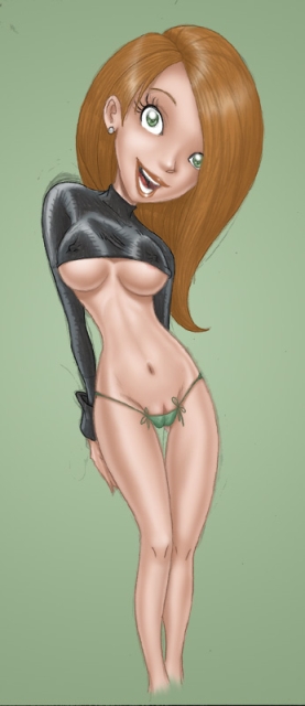 Furry Feline Fluff: Kim Possible’s Pussy Peeks in Solo Underboob Play