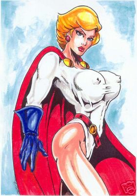 Power Girl’s Super Blonde Hair Erection!