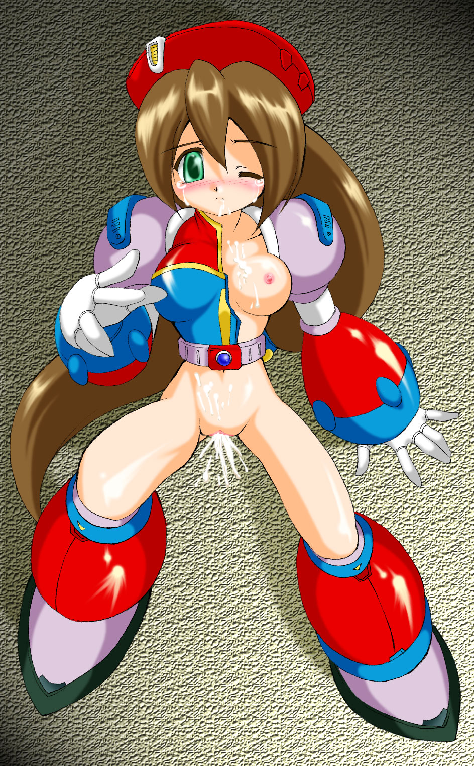 Green-Eyed Android Goddess: Mega Man X Cums Inside Her Very Long Hair