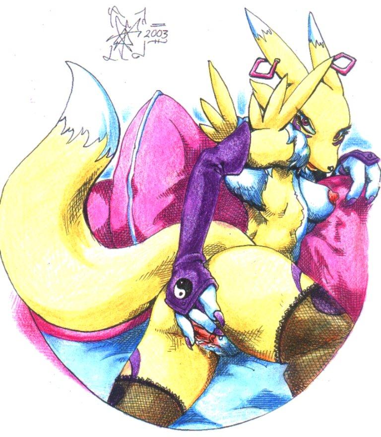 Renamon’s Solo Furry Play with Sawblade Breasts