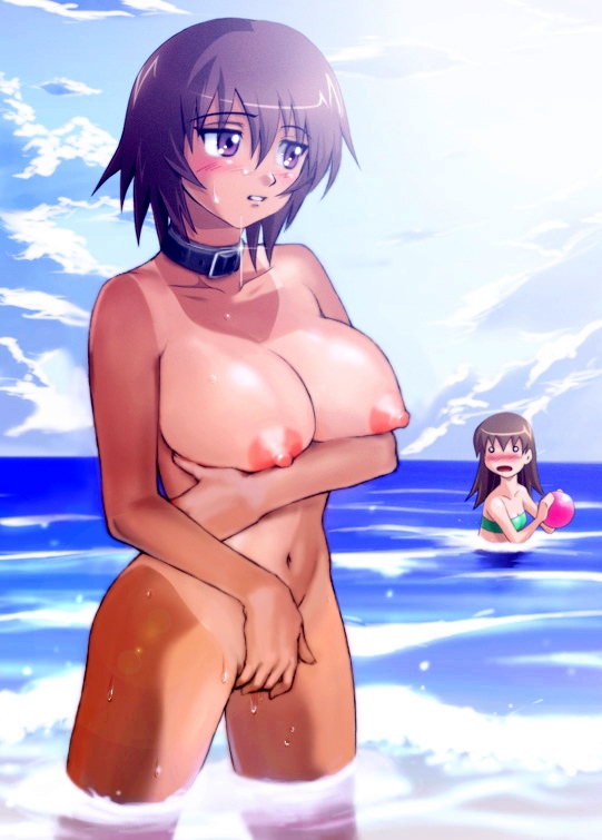 Brown Eyed Beach Ball Babe – Azumanga Daiou Tomo Takino’s Nipple Exposure in the Waves!