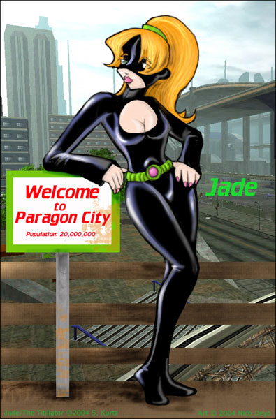 Curvy Jade’s Green Belt Body-suit Porn Adventure in City of Heroes!