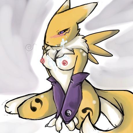 Renamon’s Furry Anthro Kneeling Nude