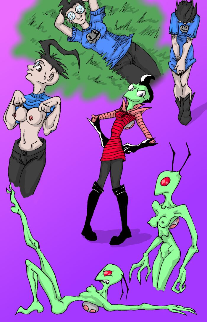 Alien Invasion: ZIM and GIR Take Over Earth – Big Breasts, Sideboob, Straight Hair!