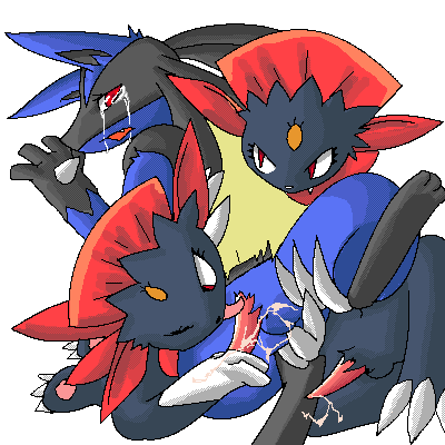 Furry Lucario Love Triangle: Red Eyes and Weavile Cum Together for Nintendo Porn