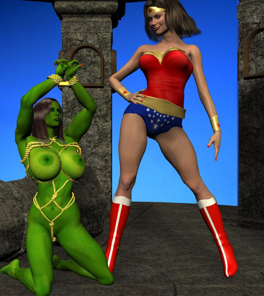 Green Skinned She-Hulk – Justice League Bondage Boots