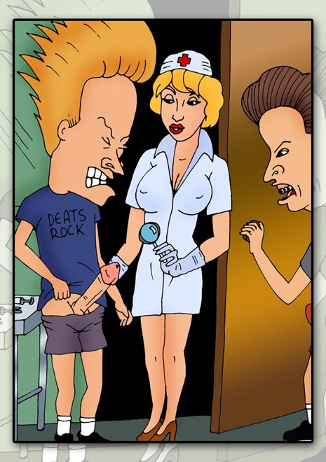 Clothed Naughty Nurse TAGs Beavis’ Butt!