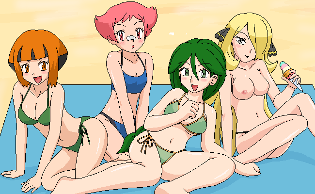 Pokémon Nudes – Gardenia & Cynthia’s Bikini Beach Party!