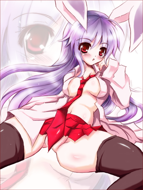 Sexy Touhou Goddess Reisen in Thigh-Highs and Udongein Bunny Ears