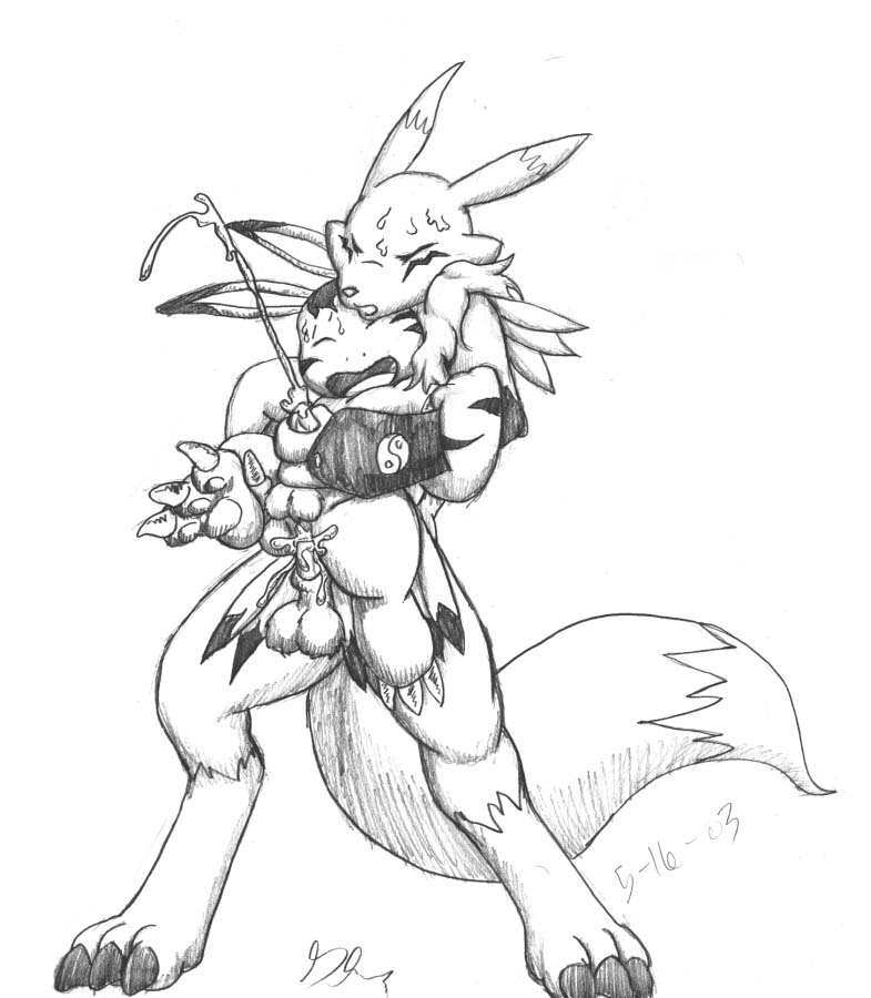 Buggery Elecmon: Renamon’s Furry Anthro Yaoi Triple Penetration