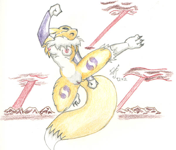 Furry Renamon’s Naked Breasts and Vulva Pounce in Frontal View!