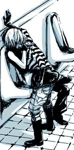 Bathroom Tease – Death Note’s Mello and Matt in Monochrome Urinals