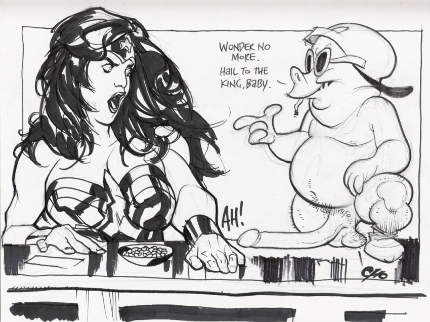 Adam Hughes’ DC Comics Wonder Woman Monochrome Hentai Porn Image.