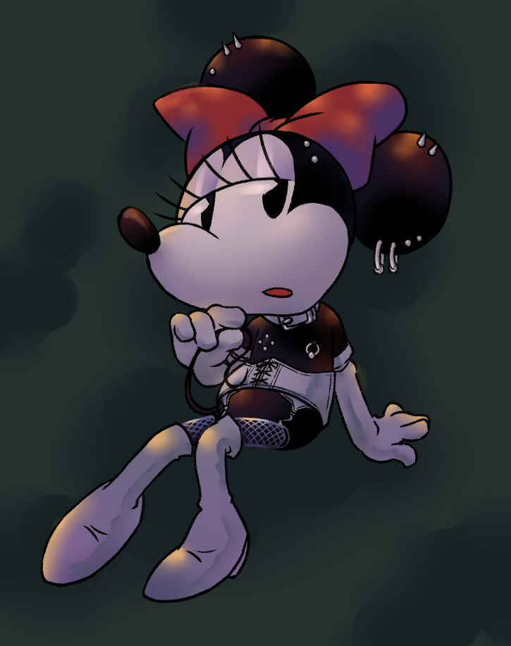 Black Mouse in Sexy Boots, Bow and Corset