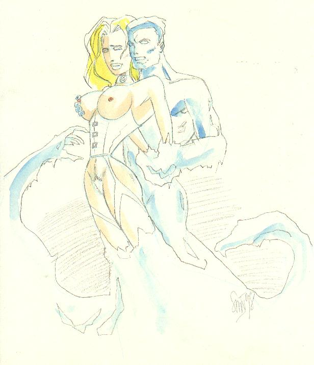 Emma’s White Queen Love – Emma Frost and Straight-Haired Iceman from the X-Men