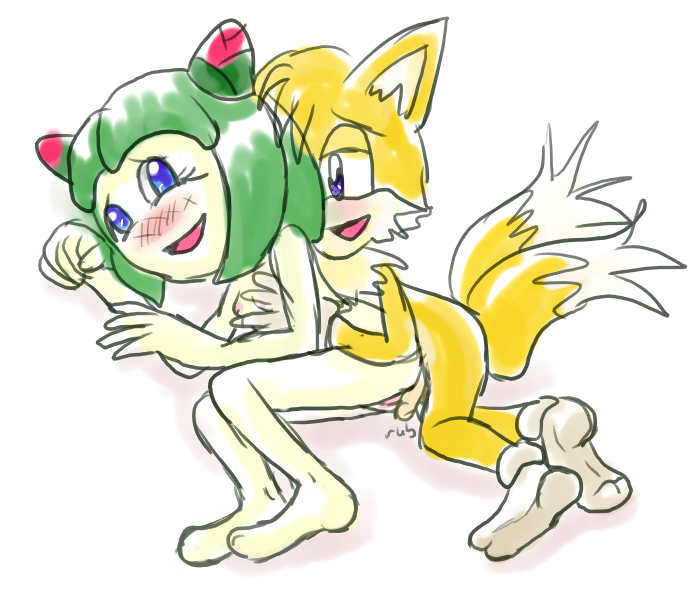 Anthro Blush Canine Cosmo: Sonic X Spooning