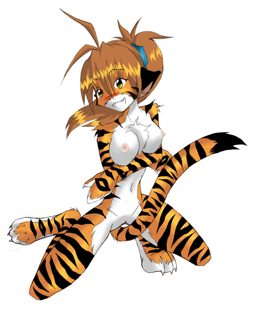 Flora’s Nude Kneeling Anthro Breast Showcase – Tiger Tom Fischbach Webcomic Hentai Porn Image