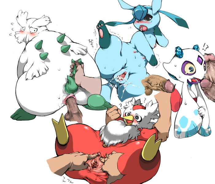 Abomasnow’s Pokephilia: Froslass Cums on Glaceon’s Thighs while Confused Delibird Watches