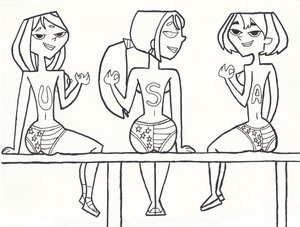 Three Latinas in American Flag BikinisGwen, Courtney and Bridgette from Total Drama Island Show Off Their Pointed Chins and Monochrome Bodies No Bra, No Panties – Just Pure Hentai Fun!