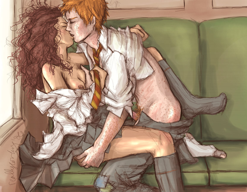 Harry Potter’s Romantic Kiss with Hermione Granger on the Train Interior.