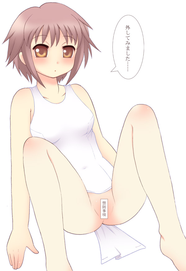 Censored Swimsuit Seduction: Haruhi Suzumiya’s White One-Piece Torn Apart by Kurapika and Yuki Nagato