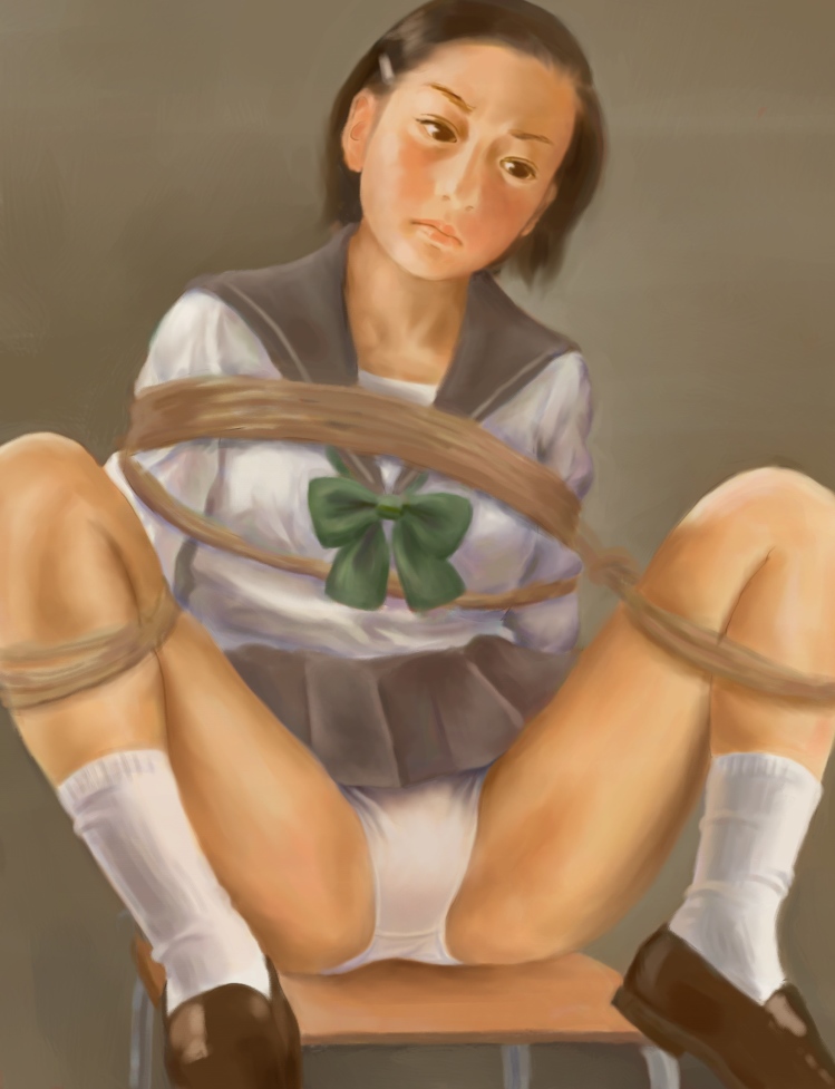 Black Eyes, Black Hair Bondage Nipples Realistic Rope School Uniform Short Hair: Ties That Bind