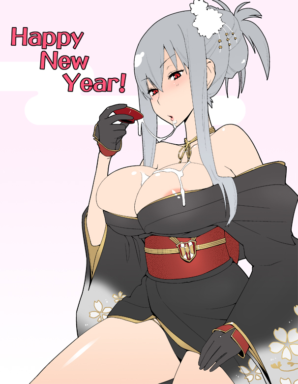 Sakazuki’s New Year’s Delight – Silver Hair, Cum on Body